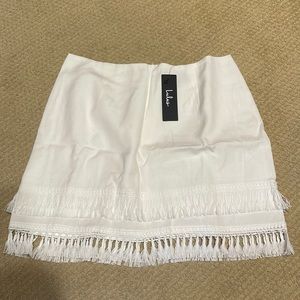 Lulus Ivory Tassel Skirt - size medium